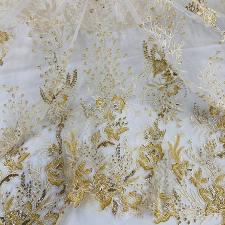 Beaded Lace Fabric Embroidered on 100% Polyester Net Mesh – Lace USA