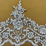 Beaded Corded Floral Lace Trim 6"