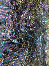 Swords Design Iridescent Sequins Polyester Fabric - Iridescent Sequin Mesh, 52" Width (1 Yard)