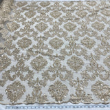 Beaded Lace Fabric on Polyester Net Mesh 56"