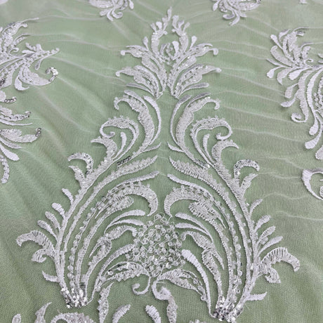 Beaded Lace Fabric Embroidered on Polyester Net Mesh