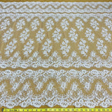 1 Yard Luxurious Beaded Corded Bridal Lace Fabric Embroidered on Premium Mesh 51