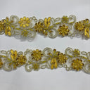 1 Yard Elegant Beaded & Corded Lace Trimming Embroidered on 100% Polyester Organza for Special Occasion Dresses 2 Inch Width