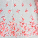 1 Yard 3D Floral Lace Fabric Embroidered Soft Tulle Net Mesh Wedding 50" Width