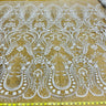 1 Yard Antique Silver Beaded Lace Fabric Embroidered on 100% Polyester Net Mesh 51 Inch Width