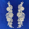 1 Pair Beaded Lace Applique Embroidered on 100% Polyester Organza 9" x 2.5" Each Side
