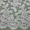 1 Yard Beaded Corded Bridal Lace Fabric Embroidered on Premium Polyester Mesh 51