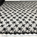 1 Yard Black Beaded & Corded Bridal Lace Fabric Embroidered on Polyester Net Mesh 52 Inch Width