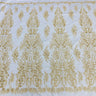 1 Yard Gold Beaded Lace Fabric Embroidered on Polyester Net Mesh 52 Inch Width