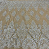 1 Yard Luxurious Beaded & Sequined Lace Fabric Embroidered on Polyester Net Mesh Perfect for Bridal & Evening Couture 52" Wide