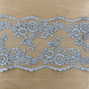 1 Yard Corded Double Sided Lace Trimming Embroidered on 100% Polyester Net Mesh 6″ Wide