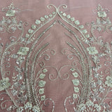 1 Yard Beaded Lace Fabric Embroidered on Polyester Net Mesh 51" Wide Bridal & Evening Fabric