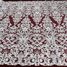 1 Yard White Corded Bridal Lace Fabric, Embroidered Polyester Mesh, 53" Wide, Elegant Wedding Fabrication