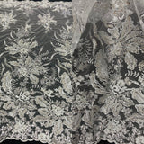 Beaded Lace Fabric Embroidered on Polyester Net Mesh 50" Wide Bridal & Evening Fabric, Lace USA