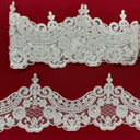 1 Yard  5″ Wide Beaded & Corded Lace Trimming Embroidered on 100% Polyester Net Mesh