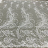1 Yard Exquisite White Hand-Beaded Corded Bridal Lace Fabric on Net Mesh 52 inch Width