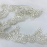 1 Yard Beaded & Corded Lace Trimming on Net Mesh – 3" Wide | Embroidered Decorative Lace for Dresses & Costumes