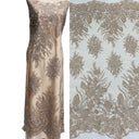 1 Yard Beaded Lace Fabric Embroidered on Polyester Net Mesh, Blush, 48" Width,