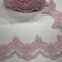 1 Yard Luxurious Beaded & Corded Lace Trimming Embroidered on 100% Polyester Net Mesh for Special Occasion Dresses 3 Inch Width