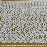 1 Yard Royal Beaded Corded Bridal Lace Fabric Embroidered on Premium Polyester Mesh 52