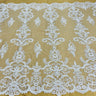 1 Yard Beaded and Corded Bridal Lace Fabric Embroidered on Polyester Net Mesh 51 inch Width