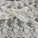 1 yarda de tela de encaje nupcial opulenta con cuentas y cordones bordada sobre malla premium 48