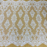 1 Yard Exquisite White Hand-Beaded Lace Fabric on Polyester Net Mesh 53 inch Width