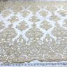 1 Yard Elegant Corded Bridal Lace Fabric Embroidered on Premium Polyester Mesh 54