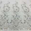 1 Yard Gold Beaded Lace Fabric on 100% Polyester Net Mesh, Embroidered Lace Fabric, 54" Width