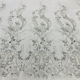 1 Yard Gold Beaded Lace Fabric on Polyester Net Mesh, Embroidered Lace Fabric, 54" Width