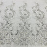 1 Yard Gold Beaded Lace Fabric on Polyester Net Mesh, Embroidered Lace Fabric, 54" Width