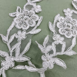 1 Pair Beaded & Corded Lace Applique Embroidered on 100% Polyester Organza