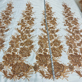 1 Yard Radiant Gold Beaded Lace Fabric Embroidered on Polyester Net Mesh 52 inch Width