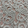1 Yard Royal Beaded Corded Bridal Lace Fabric Embroidered on Premium Polyester Mesh 52