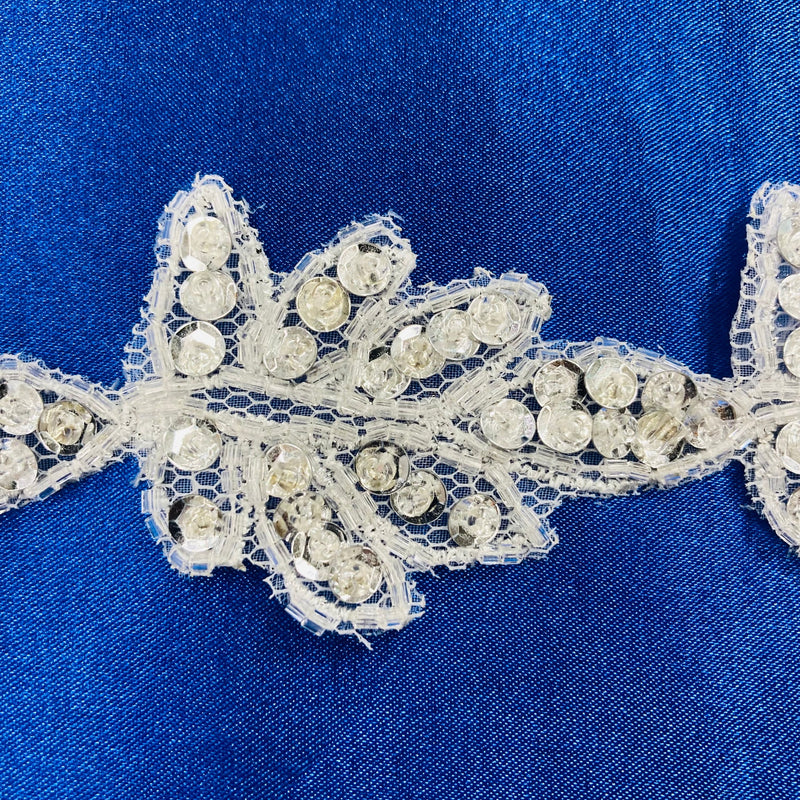 1 Yard Beaded Lace Trimming 100% Polyester Net Mesh 1.5" Wide
