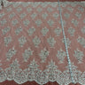 1 Yard Hand-Beaded Gold Corded Lace Fabric Embroidered on Polyester Net Mesh 56 inch Width