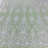 1 Yard Ivory Beaded & Sequined Embroidered Lace Fabric on Polyester Mesh, 54" Wide,