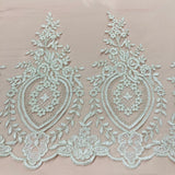 1 Yard Corded Lace Trimming Embroidered on 100% Polyester Net Mesh 13? Wide