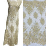1 Yard Beaded Lace Fabric Embroidered on Polyester Net Mesh, Blush, 48" Width,