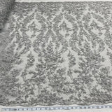 1 Yard Luxurious Beaded Lace Fabric Embroidered on Polyester Net Mesh for Couture Dresses 54" Width