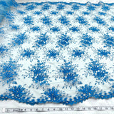 1 Yard Ivory Floral Lace Fabric Embroidered Polyester Net Mesh 52 Inch Width