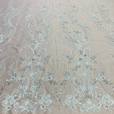 1 Yard Luxury Beaded Lace Fabric Embroidered on Soft Polyester Net Mesh Width 54 Inches