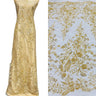 1 Yard Gold Beaded Lace Fabric Embroidered on 100 Percent Polyester Net Mesh 52 Inch Width