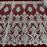 1 Yard Corded Bridal Lace Fabric Embroidered on Premium Polyester Mesh 52
