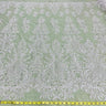 1 Yard Silver Beaded Lace Fabric Embroidered on 100% Polyester Net Mesh 60 Inch Width