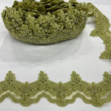 1 Yard Luxurious Beaded & Corded Lace Trimming Embroidered on 100% Polyester Net Mesh for Special Occasion Dresses 3 Inch Width