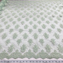 1 Yard Turquoise Corded Bridal Lace Fabric Embroidered Polyester Net Mesh 52 Inch Width