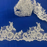 1 Yard 4? Wide Beaded & Corded Lace Trimming Embroidered on 100% Polyester Net Mesh
