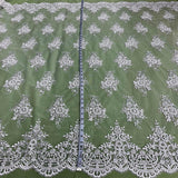 1 Yard Beaded Corded Lace Fabric Embroidered on Premium Polyester Mesh 56
