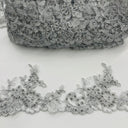 1 Yard  4″ Wide Beaded & Corded Lace Trimming Embroidered on 100% Polyester Net Mesh